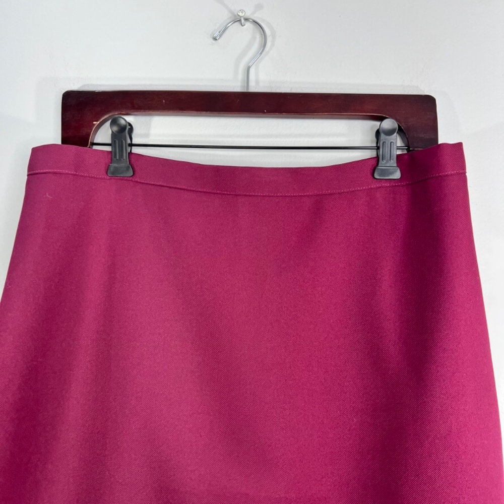 Vintage 70s a line burgundy double knit polyester old money retro midi skirt 14 - Picture 6 of 15